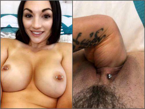Webcam busty brunette with hairy pussy solo vaginal fisting