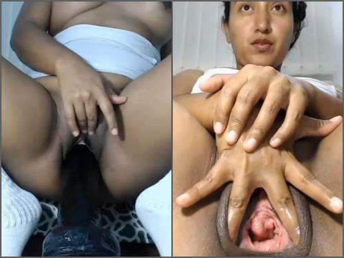 Teen fisting – Fatty latina teen try fisting and BBC dildo vaginal riding