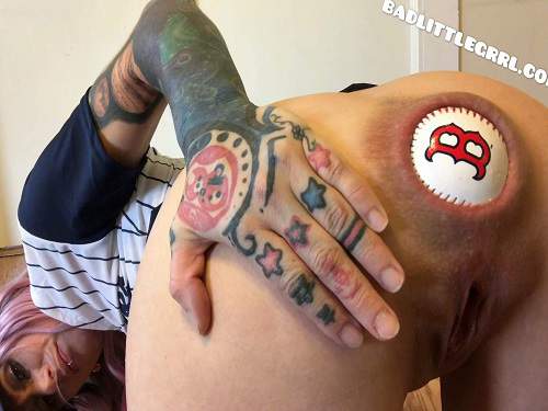 Gape ass – Badlittlegrrl baseball practice – extreme anal play with balls