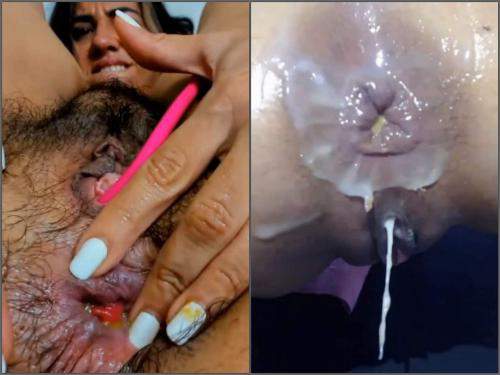 Hairy ass – Sweet shitting anal rosebutt and gape compilation closeup webcam
