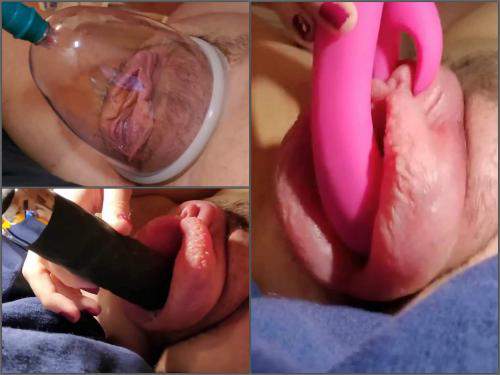 Pussypump – Fantastic amateur huge large labia rough pump closeup