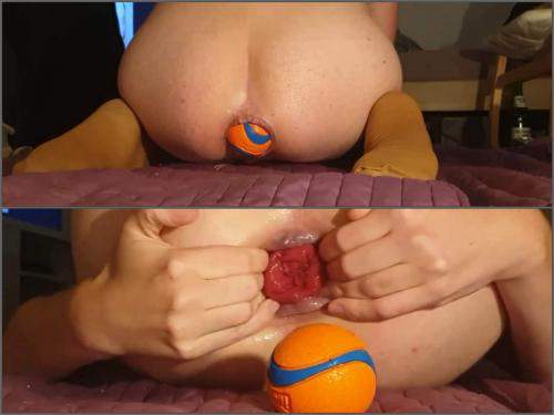 Anal prolapse – Pornstar homemade insertion giant orange ball fully in prolapse anal