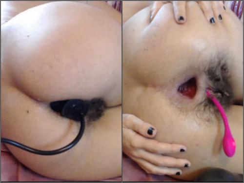 Webcam – Crazy teen girl Pipaypipo with hairy pussy try new BBC dildo in her big anal gape