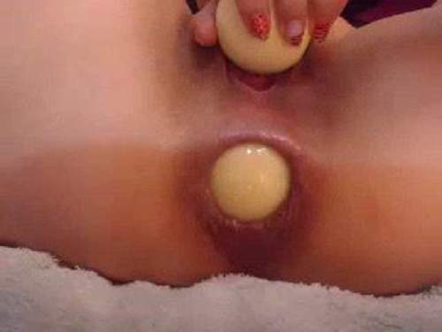 Pussy insertion – Shocking webcam girl billiard ball full anal insertion