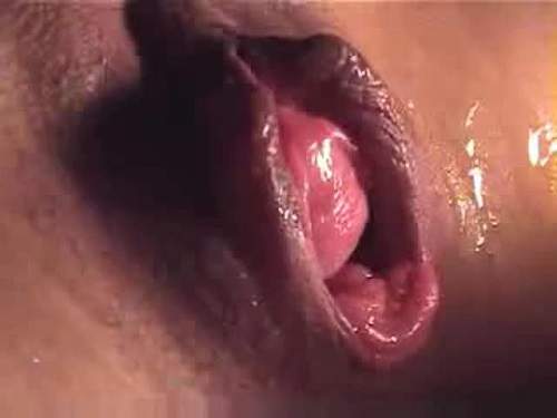Close up – Big pussy pumping and dildo anal fuck closeup