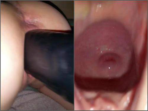 Colossal dildo – Huge dildo ruined wifes gaping cunt