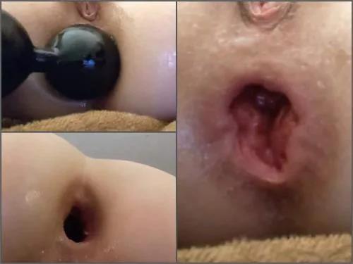 Dildo porn – Booty pornstar penetration anal beads dildo fully in sweet anal gape