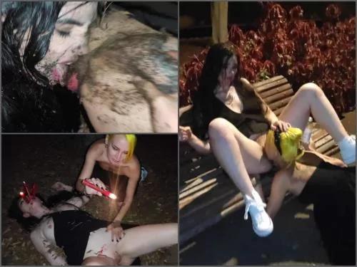 Pussy insertion – ForestWhore Two very dirty slaves are wildly humiliated in public 4k – Premium user Request