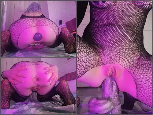 Ball anal – Amateur Butt slut full anal insertions with huge balls and rides toy – Premium user Request